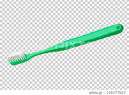 Toothbrush (green) with toothpaste Toothbrush (green) with toothpaste 116377627