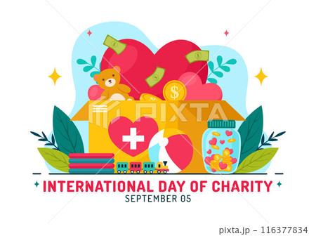 Vector Illustration for International Day of Charity on September 5th with a Donation Package, Love Concept Background by Volunteer in Flat Cartoon Vector Illustration for International Day of Charity on September 5th with a Donation Package, Love Concept Background by Volunteer in Flat Cartoon 116377834