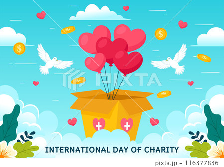 Vector Illustration for International Day of Charity on September 5th with a Donation Package, Love Concept Background by Volunteer in Flat Cartoon Vector Illustration for International Day of Charity on September 5th with a Donation Package, Love Concept Background by Volunteer in Flat Cartoon 116377836