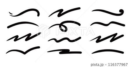 Squiggle brush scribble underline. Marker pen emphasis highlight swoosh stroke. Vector swoosh brush underline set for accent, marker emphasis squiggle element. Vector Squiggle brush scribble underline. Marker pen emphasis highlight swoosh stroke. Vector swoosh brush underline set for accent, marker emphasis squiggle element. Vector 116377967