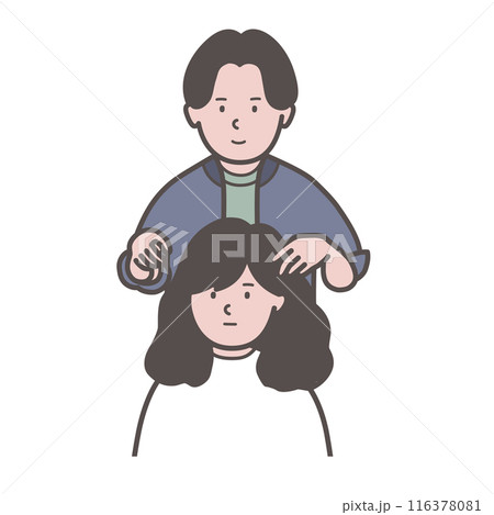 ヘアスタイルのカウンセリングする美容師 116378081