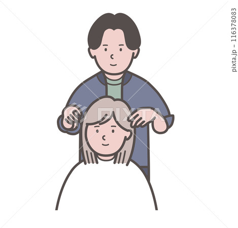 ヘアスタイルのカウンセリングする美容師 116378083