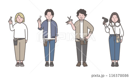 さまざまな美容師の全身イラスト 116378086