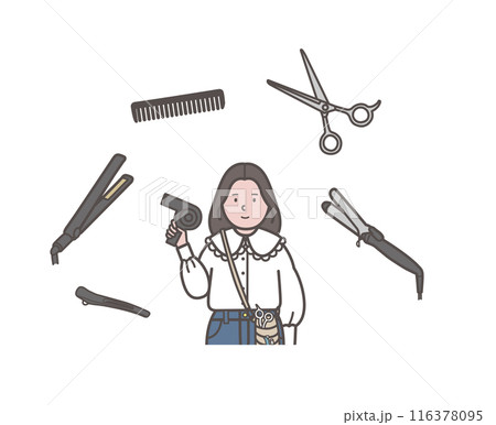美容師と道具のイラスト 116378095