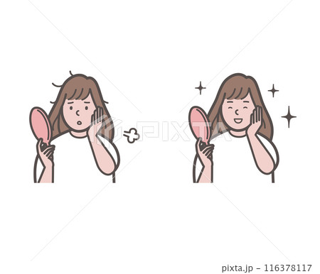 髪のダメージに悩む女性のビフォーアフター 116378117