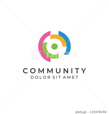 Community logo , community network , and people check.Logos for teams or groups , kindergartens , and companies. With vector illustration editing. 116378148