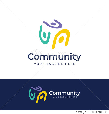 Community logo , community network , and people check.Logos for teams or groups , kindergartens , and companies. With vector illustration editing. 116378154