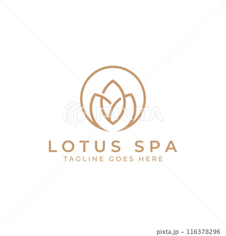 A beautiful and naturally beautiful lotus spa flower, with a luxurious and elegant lotus flower vector illustration editing, suitable for beauty and cosmetic salons. 116378296