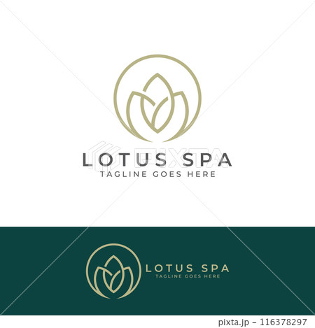 A beautiful and naturally beautiful lotus spa flower, with a luxurious and elegant lotus flower vector illustration editing, suitable for beauty and cosmetic salons. 116378297