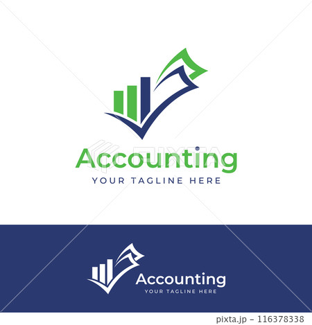 Financial accounting logo, with check mark for financial accounting stock chart analysis. In modern template vector illustration concept style. Financial accounting logo, with check mark for financial accounting stock chart analysis. In modern template vector illustration concept style. 116378338