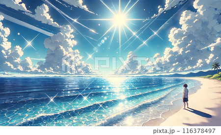海に反射する太陽 116378497