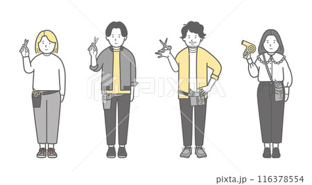 さまざまな美容師の全身イラスト 116378554