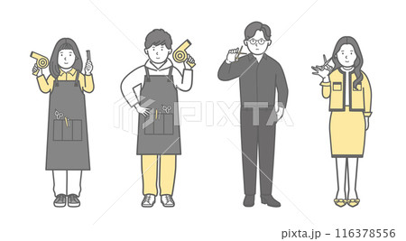 さまざまな美容師の全身イラスト 116378556