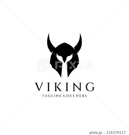 Viking warrior helmet logo with horned helmet and viking with the letter V. The logo can be used for boats, sports and others. Viking warrior helmet logo with horned helmet and viking with the letter V. The logo can be used for boats, sports and others. 116379117