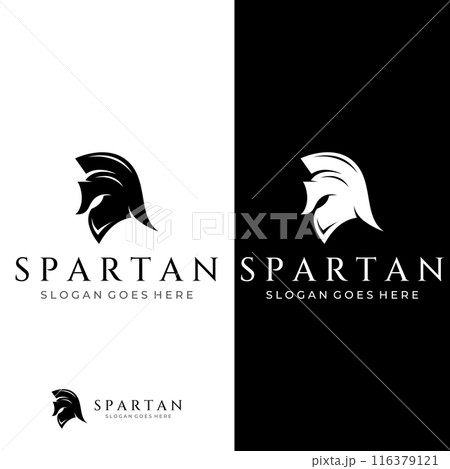 Strong and brave spartan or spartan war warrior helmet logo.Designed with template vector illustration editing. Strong and brave spartan or spartan war warrior helmet logo.Designed with template vector illustration editing. 116379121