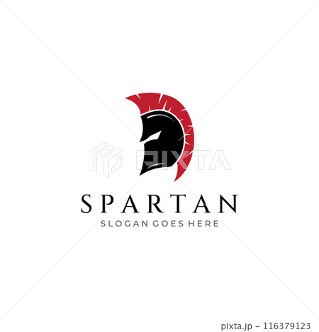 Strong and brave spartan or spartan war warrior helmet logo.Designed with template vector illustration editing. Strong and brave spartan or spartan war warrior helmet logo.Designed with template vector illustration editing. 116379123