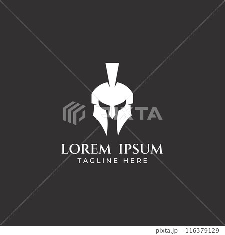 Strong and brave spartan or spartan war warrior helmet logo.Designed with template vector illustration editing. Strong and brave spartan or spartan war warrior helmet logo.Designed with template vector illustration editing. 116379129