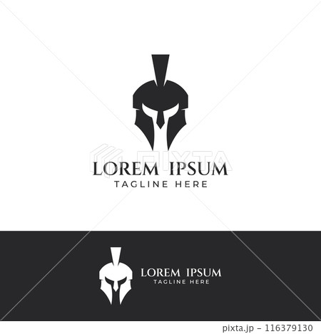 Strong and brave spartan or spartan war warrior helmet logo.Designed with template vector illustration editing. Strong and brave spartan or spartan war warrior helmet logo.Designed with template vector illustration editing. 116379130