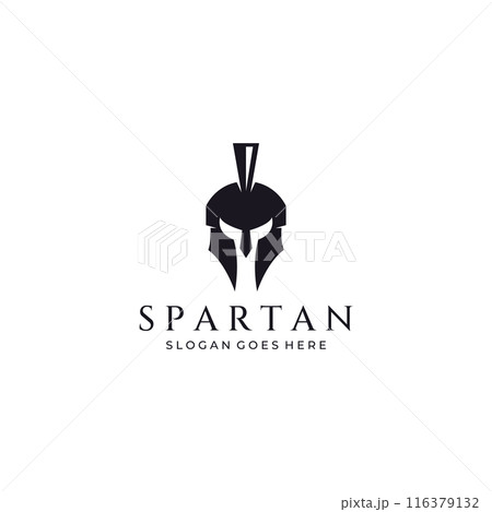 Strong and brave spartan or spartan war warrior helmet logo.Designed with template vector illustration editing. Strong and brave spartan or spartan war warrior helmet logo.Designed with template vector illustration editing. 116379132