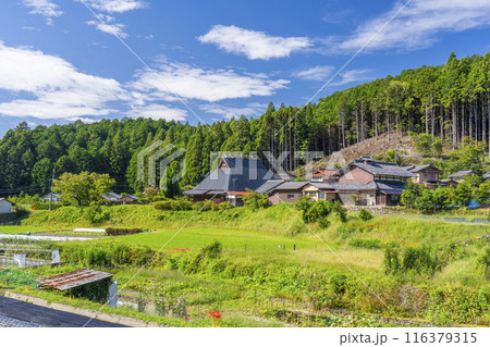 京都大原 大原女の小径 田園風景と彼岸花 京都大原 大原女の小径 田園風景と彼岸花 116379315