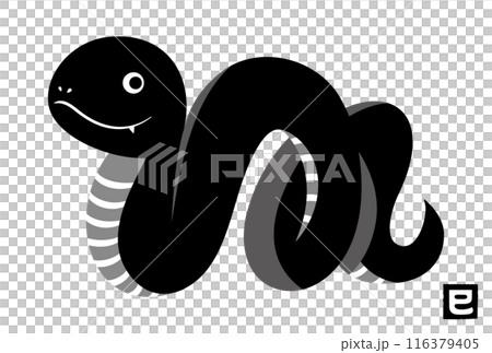 2025 Snake Year Japanese modern New Year's card illustration of a snake (hebi, snake)_Monotone New Year's material template 2025 Snake Year Japanese modern New Year's card illustration of a snake (hebi, snake)_Monotone New Year's material template 116379405