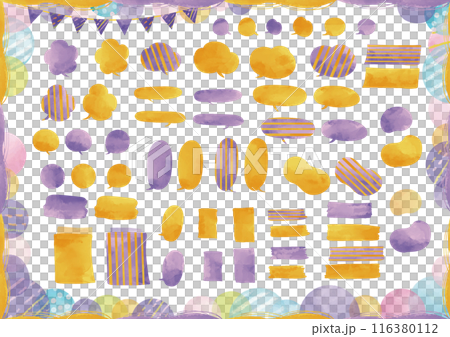 水彩風　ハロウィーン用の吹き出しやタイトルいろいろセット 116380112