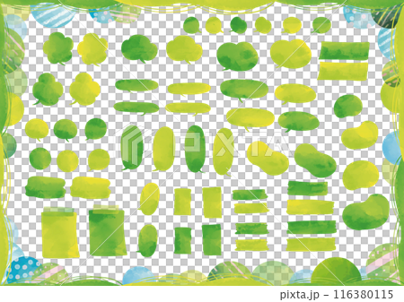 Watercolor style green speech bubbles and titles set 116380115