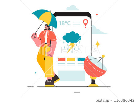 Meteorologist Vector Illustration with Weather Forecast and Atmospheric Precipitation Map in a Flat Style Cartoon Background Design Meteorologist Vector Illustration with Weather Forecast and Atmospheric Precipitation Map in a Flat Style Cartoon Background Design 116380342