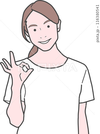 OKサインする女性 OKサインする女性 116380541