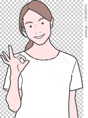 OKサインする女性 OKサインする女性 116380541