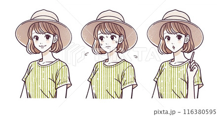 夏の熱中症・暑さ・紫外線対策イラスト素材 夏の熱中症・暑さ・紫外線対策イラスト素材 116380595