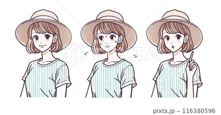 夏の熱中症・暑さ・紫外線対策イラスト素材 夏の熱中症・暑さ・紫外線対策イラスト素材 116380596