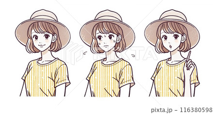 夏の熱中症・暑さ・紫外線対策イラスト素材 夏の熱中症・暑さ・紫外線対策イラスト素材 116380598