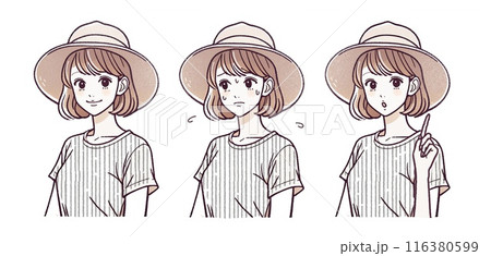 夏の熱中症・暑さ・紫外線対策イラスト素材 夏の熱中症・暑さ・紫外線対策イラスト素材 116380599