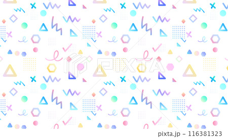 カラフルなかわいいメンフィスパターン16：9 116381323