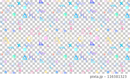 カラフルなかわいいメンフィスパターン16：9 116381323