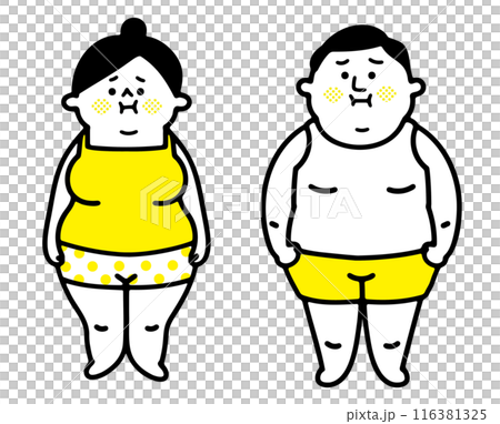 Illustration of a fat man and woman Illustration of a fat man and woman 116381325