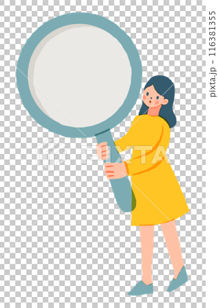 Woman with a magnifying glass 116381355