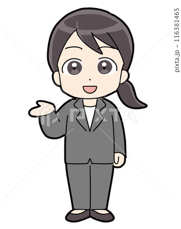 笑顔で紹介しているビジネスウーマン 116381465