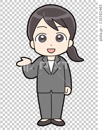 笑顔で紹介しているビジネスウーマン 116381465