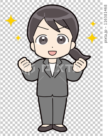 両手でガッツポーズをしているビジネスウーマン 両手でガッツポーズをしているビジネスウーマン 116381468