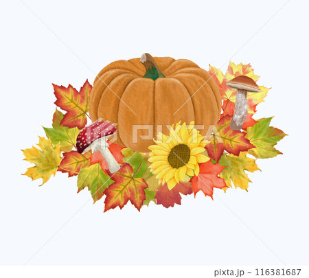 Cute Watercolor Fall Clipart - Download Cozy Autumn Illustration 116381687