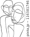 Portrait in modern abstract graphic style, Simple hand drawn black and white. Abstract composition. 116381746