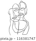 Portrait in modern abstract graphic style, Simple hand drawn black and white. Abstract composition. 116381747