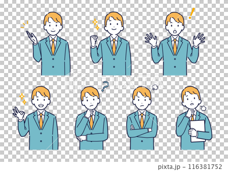Business men's facial expression variation set _ illustration 116381752