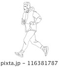 Line art of Young man is jogging, continous line 116381787