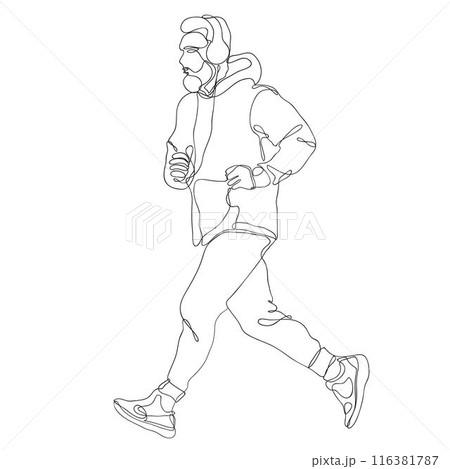 Line art of Young man is jogging, continous line 116381787