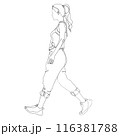 Line art of Young man is walking, continous line 116381788