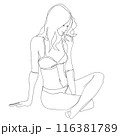 Line art of woman, continous line 116381789