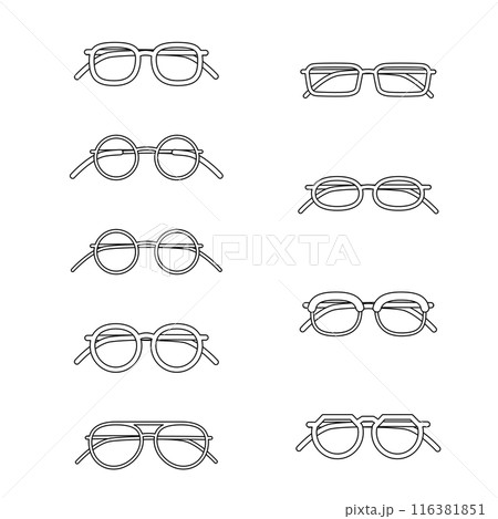 眼鏡線画セットツルあり 116381851